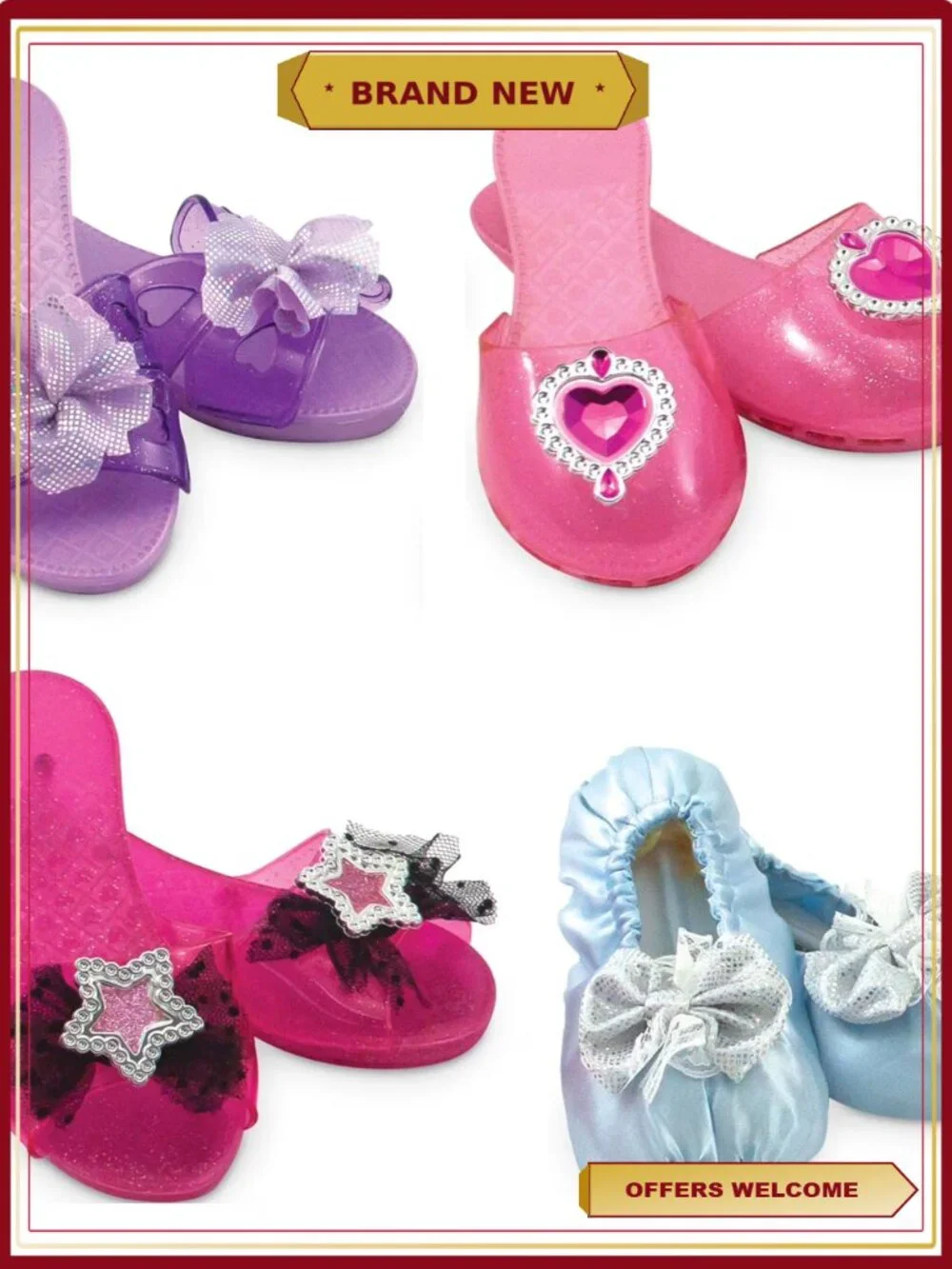 Melissa & Doug Dress-Up Shoes Set 4 Pairs Role Play Costume Accessories